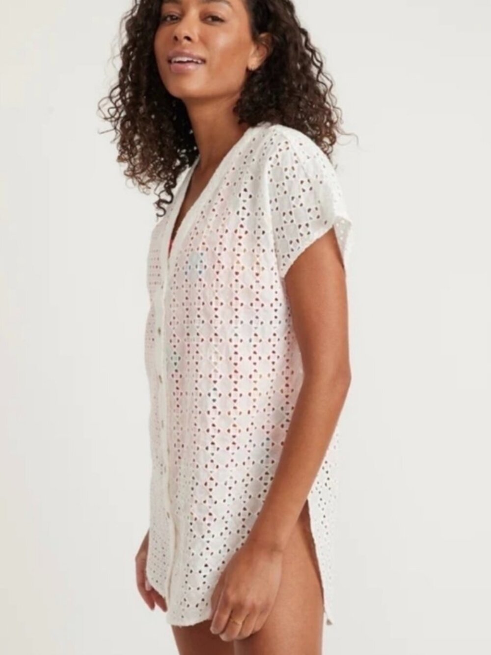 🤍 Marine Layer eyelet airy tunic Swim Cover - White - Small - Worn 1 Time 🤍